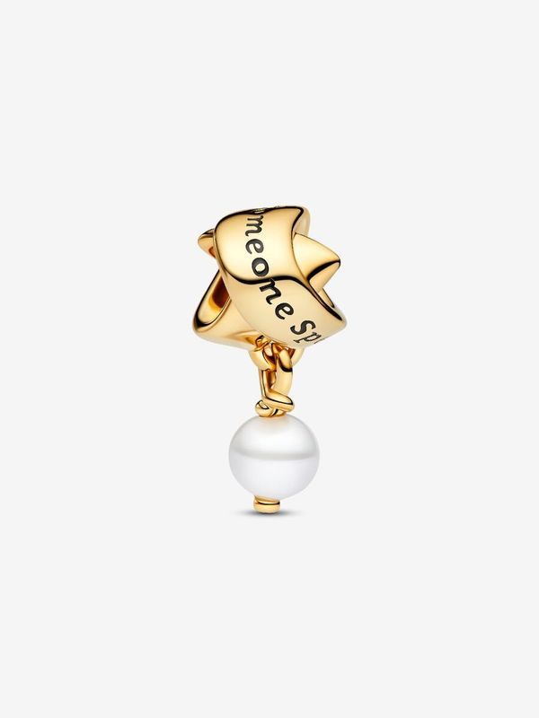 PANDORA™ 14K Gold Plated Treated Freshwater Cultural Pearl Ribbon Dangle Charm