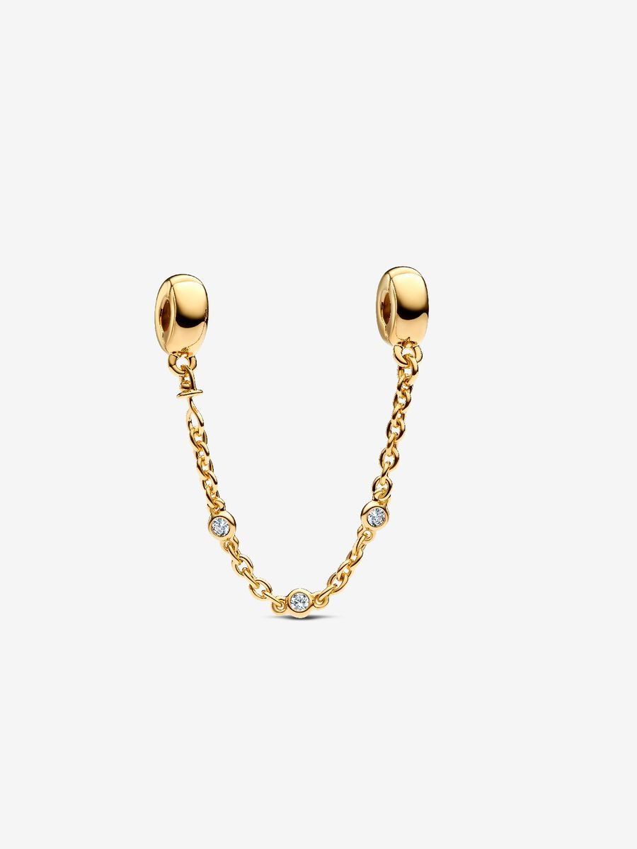 PANDORA™ 14K Gold Plated Triple Clear Stone Safety Chain