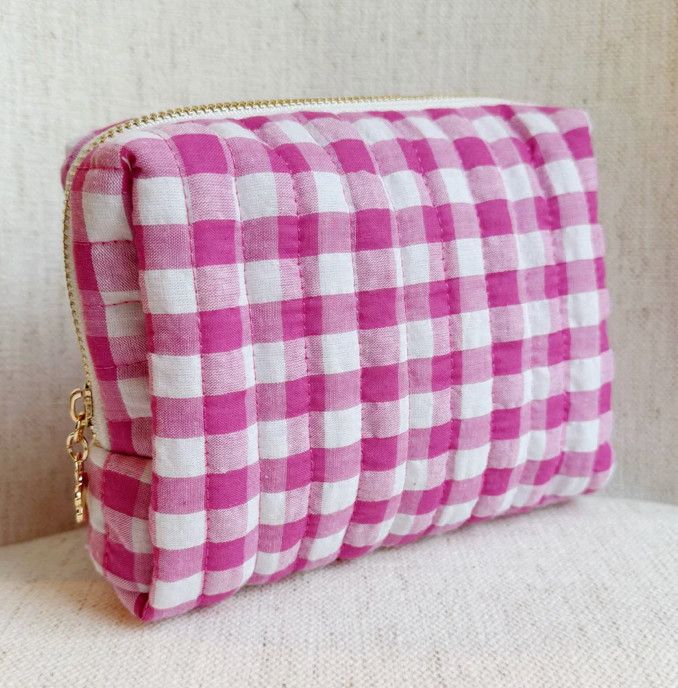 Color Parade Gingham Cosmetic Bag, Color: Pink