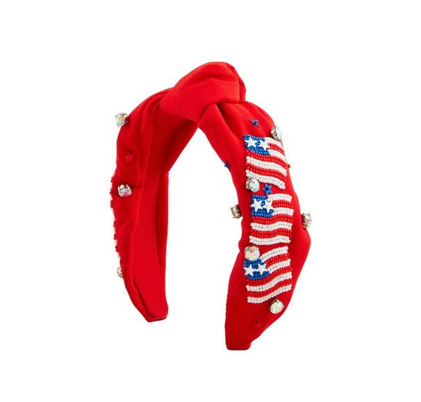Flag Beaded Headband | Red