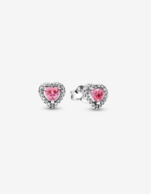 PANDORA™ Elevated Pink Heart Silver Stud Earrings