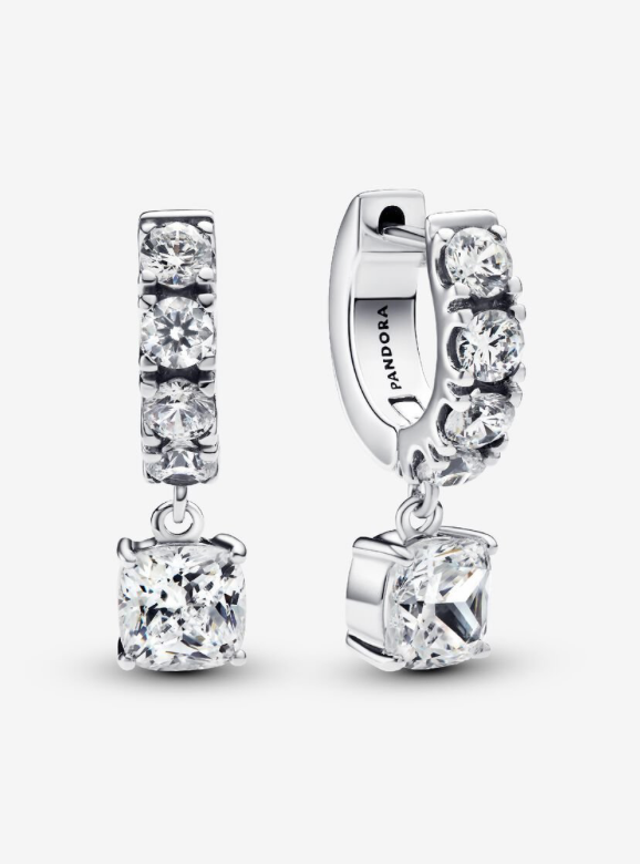 PANDORA™ Pavé Dangle Hoop Earrings Sterling Silver