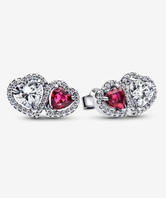 PANDORA™ Halo Hearts Sterling Silver Stud Earrings