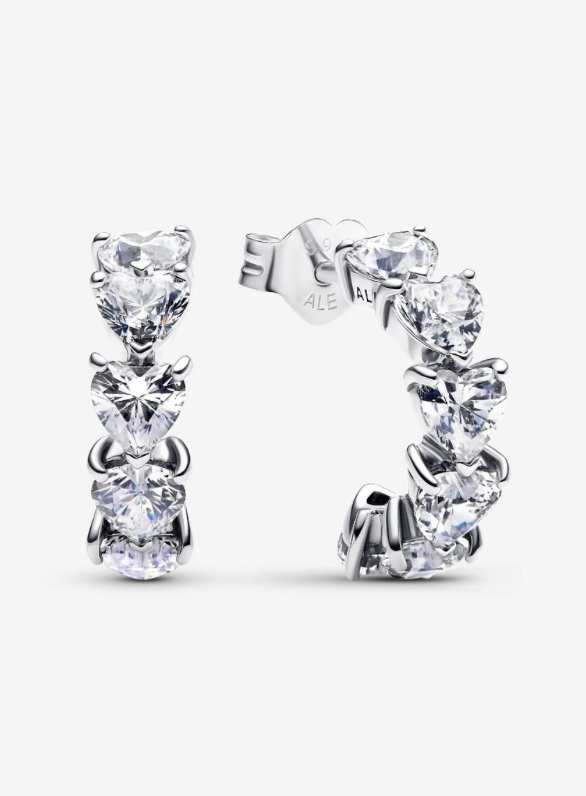 PANDORA™ Sparkling Hearts Open Sterling Silver  Hoop Earrings