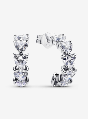 PANDORA™ Sparkling Hearts Open Sterling Silver  Hoop Earrings