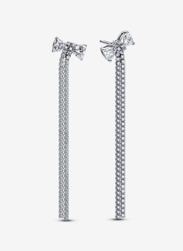 PANDORA™ Pavé Bow Drop Earrings Sterling Silver