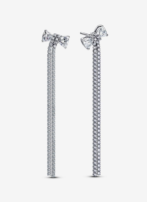 PANDORA™ Pavé Bow Drop Earrings Sterling Silver