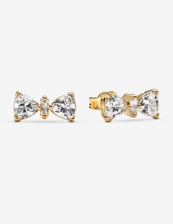 PANDORA™ Sparkling Bow Stud Earrings 14k  Gold Plating