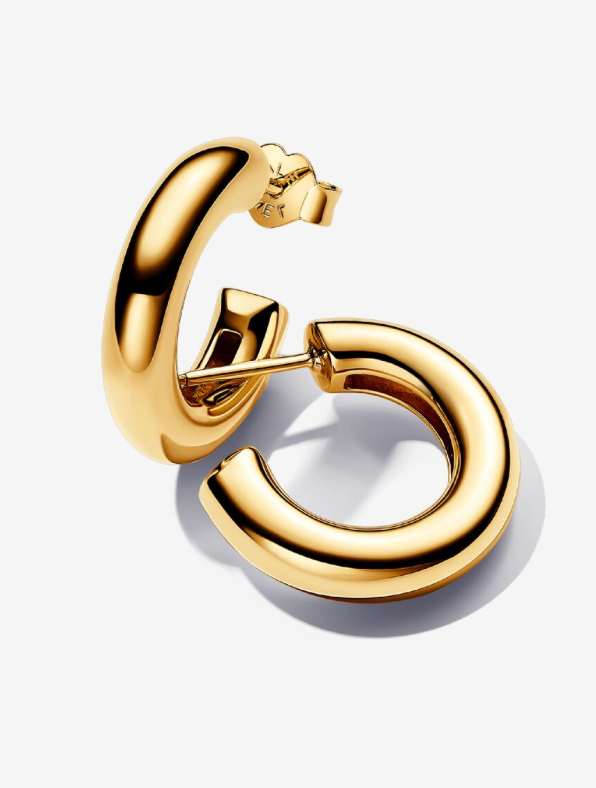 PANDORA™ Round Open Hoop Earrings 14k Gold Plating