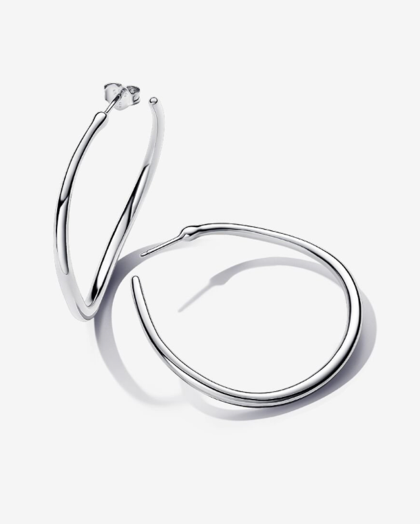 PANDORA™ Organically Shaped 42 mm Open Hoop Earrings Sterling Silver