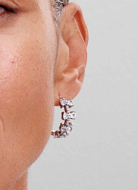 PANDORA™ Sparkling Bow Row Hoop Earrings Sterling Silver