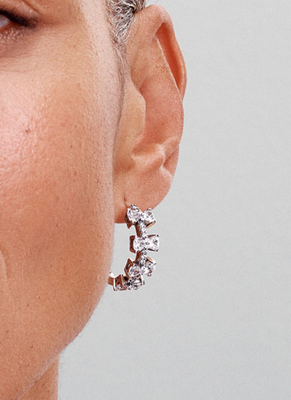 PANDORA™ Sparkling Bow Row Hoop Earrings Sterling Silver