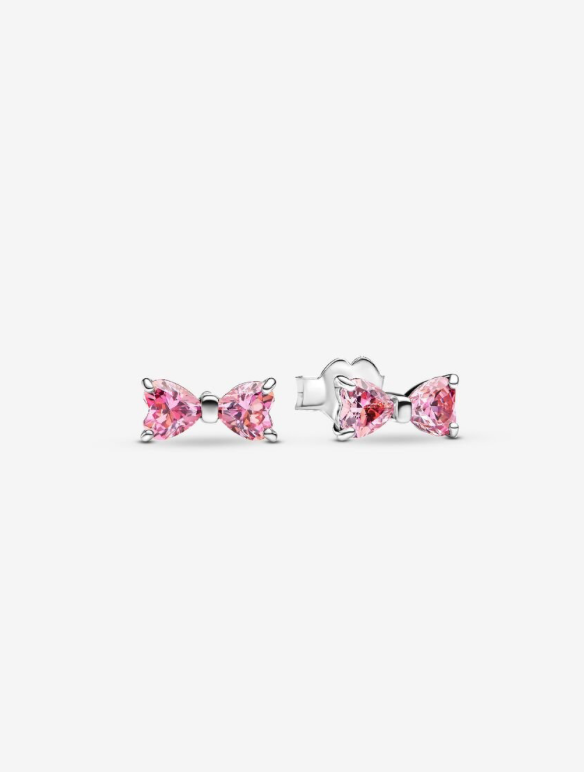 PANDORA™ Sparkling Pink Bow Stud Earrings Sterling Silver