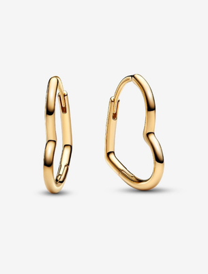 PANDORA™ Asymmetrical Heart Hoop Earrings 14k Gold Plating