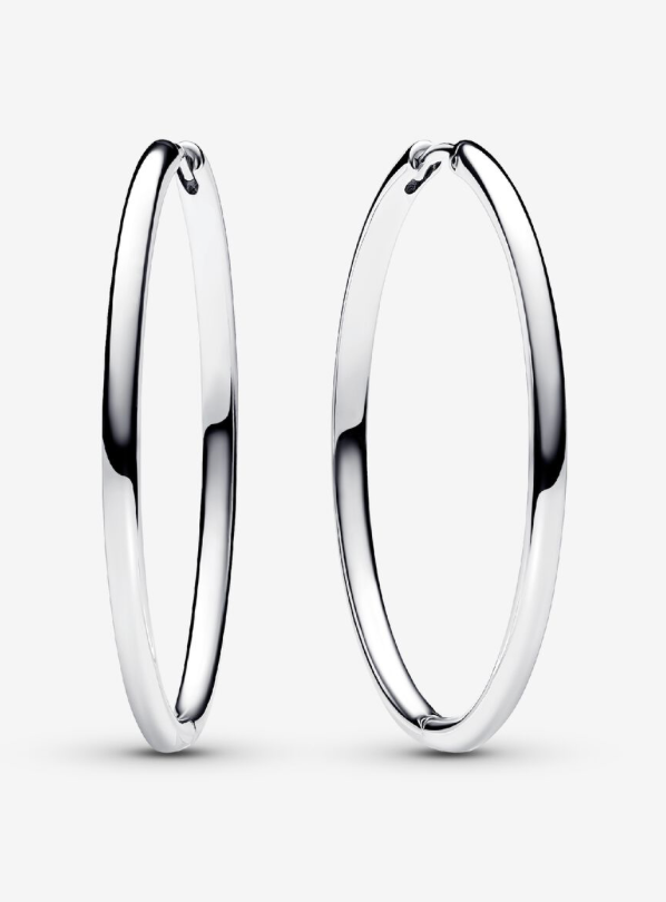 PANDORA™ Pandora Moments 40 mm Charm Hoop Earrings Sterling Silver