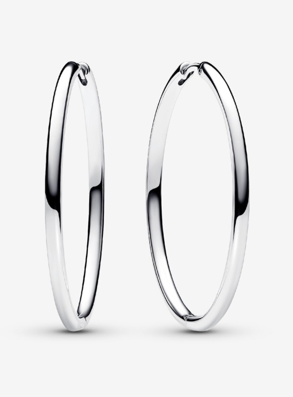 PANDORA™ Pandora Moments 40 mm Charm Hoop Earrings Sterling Silver