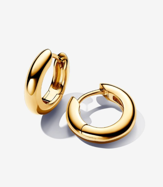 PANDORA™ Round Hoop Earrings 14k Gold Plating