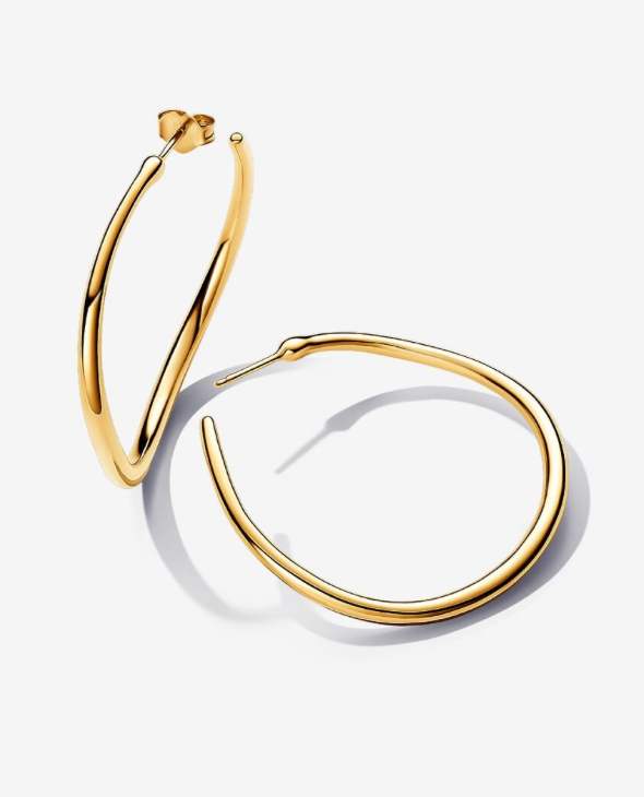 PANDORA™ Organically Shaped 42 mm Open Hoop Earrings 14k Gold Plating