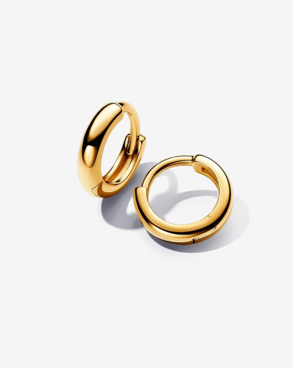 PANDORA™ Round Huggie Hoop Earrings 14k gold plating