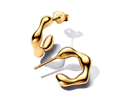 PANDORA™ Organically Shaped Open Hoop 14K Gold Plated Earrings