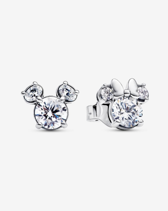 PANDORA™ Disney Mickey Mouse + Minnie Mouse Sparkling Stud Earrings Sterling Silver