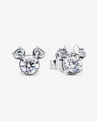 PANDORA™ Disney Mickey Mouse + Minnie Mouse Sparkling Stud Earrings Sterling Silver