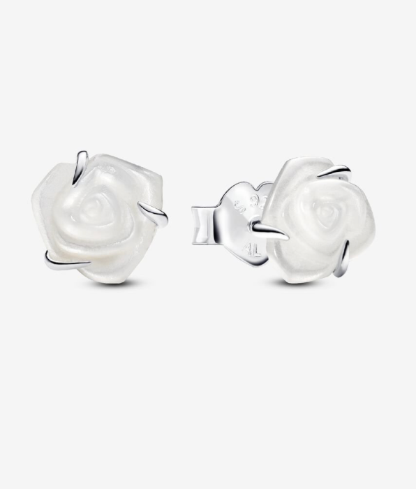 PANDORA™ White Rose in Bloom Stud Earrings Sterling Silver