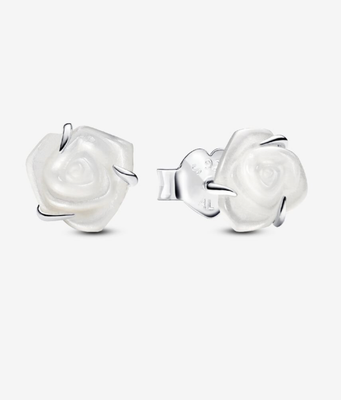 PANDORA™ White Rose in Bloom Stud Earrings Sterling Silver