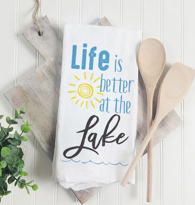 Life is Better at the Lake Sunshine Kitchen Towel