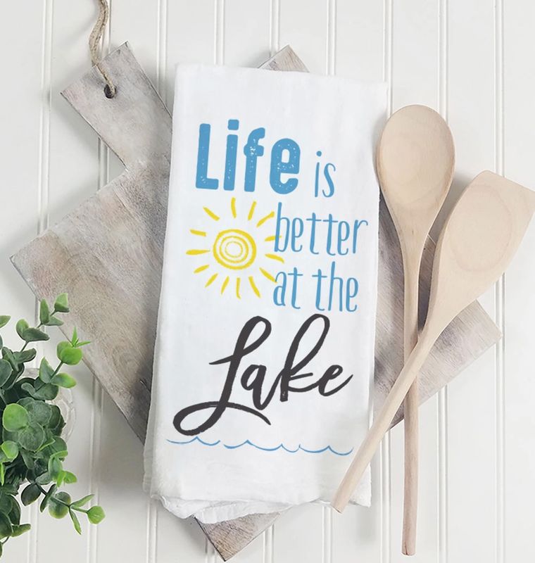 Life is Better at the Lake Sunshine Kitchen Towel