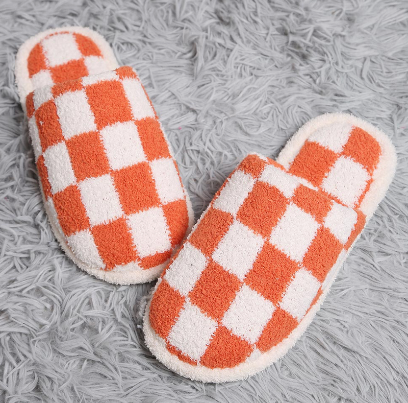 Orange Check Slippers