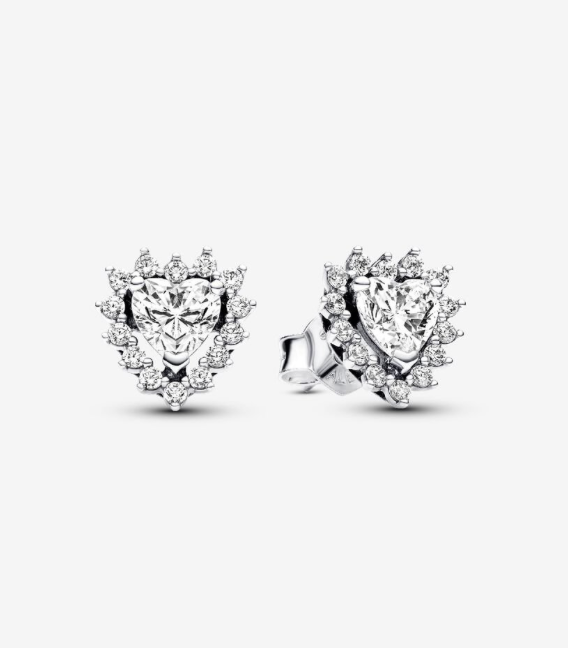 PANDORA™ Sparkling Heart Halo Stud Earrings Sterling Silver