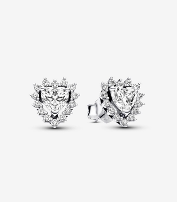 PANDORA™ Sparkling Heart Halo Stud Earrings Sterling Silver