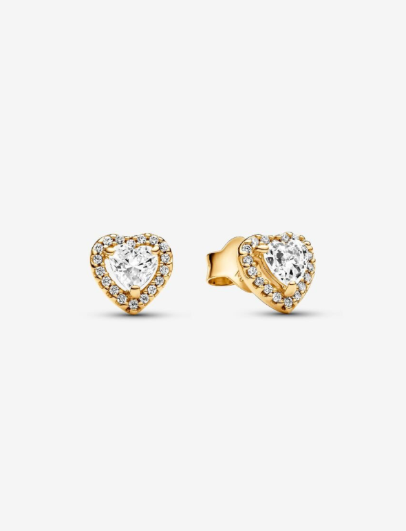 PANDORA™ Sparkling Elevated Heart Stud Earrings 14k Gold Plating