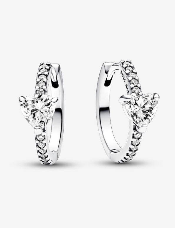 PANDORA™ Sparkling Heart Hoop Earrings Sterling Silver