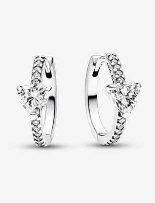 PANDORA™ Sparkling Heart Hoop Earrings Sterling Silver
