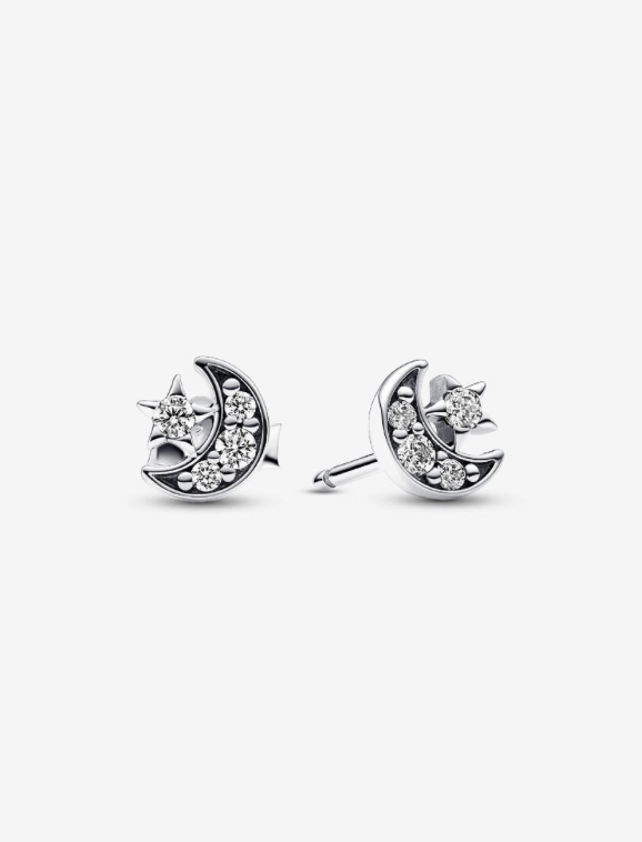 PANDORA™ Sparkling Moon + Star Stud Earrings Sterling Silver