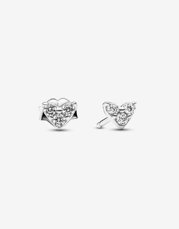 PANDORA™ Triple Stone Heart Stud Earrings Sterling Silver