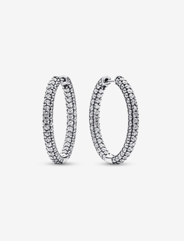 PANDORA™ Timeless Pavé Single-Row Hoop Earrings Sterling Silver