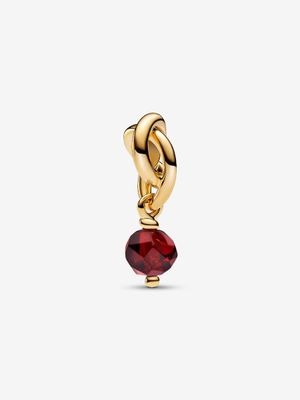 PANDORA™ January Faceted Red Eternity Circle 14K Gold Plated Dangle Charm