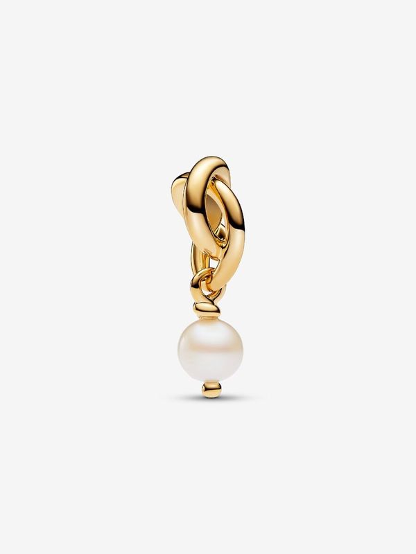 PANDORA™ June Faceted Treated Freshwater Cultured Pearl Eternity Circle 14K Gold Plated Dangle Charm