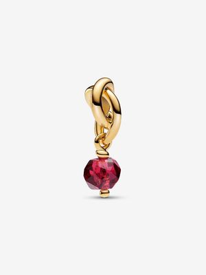 PANDORA™ July Faceted True Red Eternity Circle 14K Gold Plated Dangle Charm