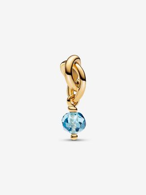 PANDORA™ March Faceted Sea Aqua Blue Eternity Circle 14K Gold Plated Dangle Charm