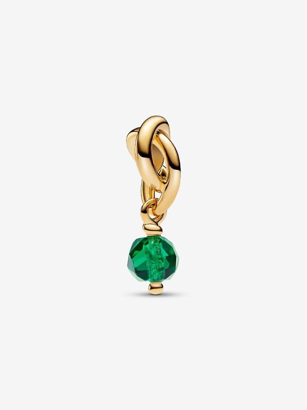 PANDORA™ May Faceted Green Eternity Circle 14K Gold Plated Dangle Charm