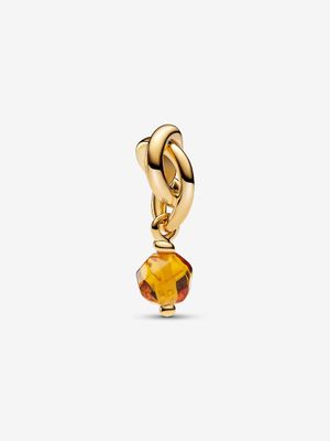 PANDORA™ November Faceted Honey Eternity Circle 14K Gold Plated Dangle Charm