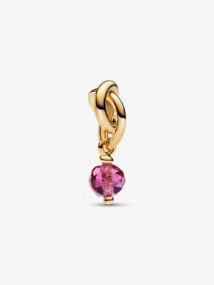 PANDORA™ October Faceted Pink Eternity Circle 14K Gold Plated Dangle Charm