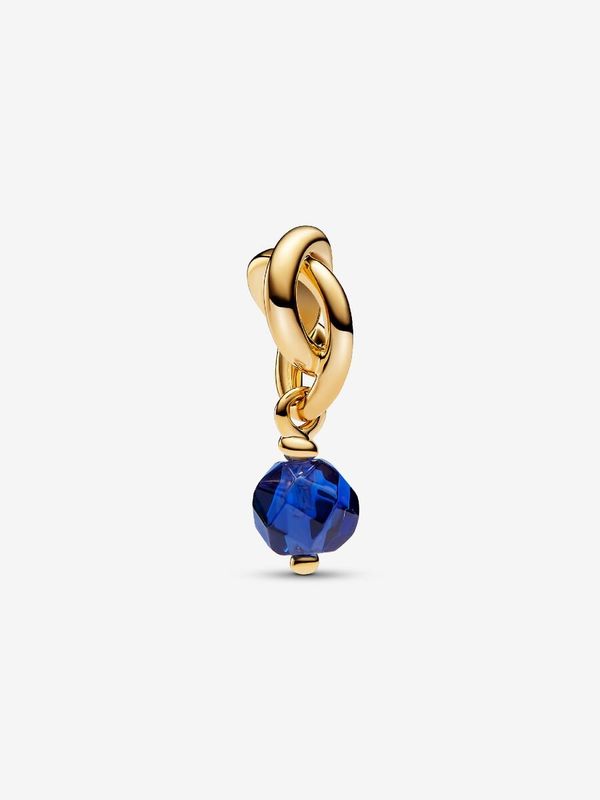 PANDORA™ September Faceted Blue Eternity Circle 14K Gold Plated Dangle Charm