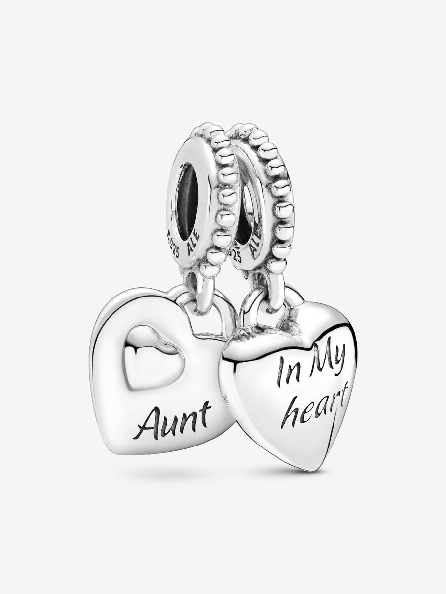 PANDORA™ Aunt &amp; Niece Split Heart 2-Piece Dangle Charm