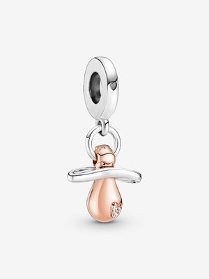 PANDORA™ Baby Pacifier Sterling Silver &amp; 14K Rose Gold-Plated Dangle Charm