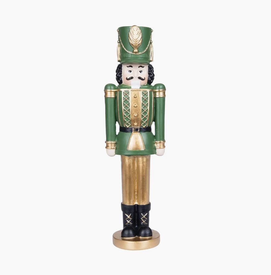 Green + Gold Nutcracker Figurine